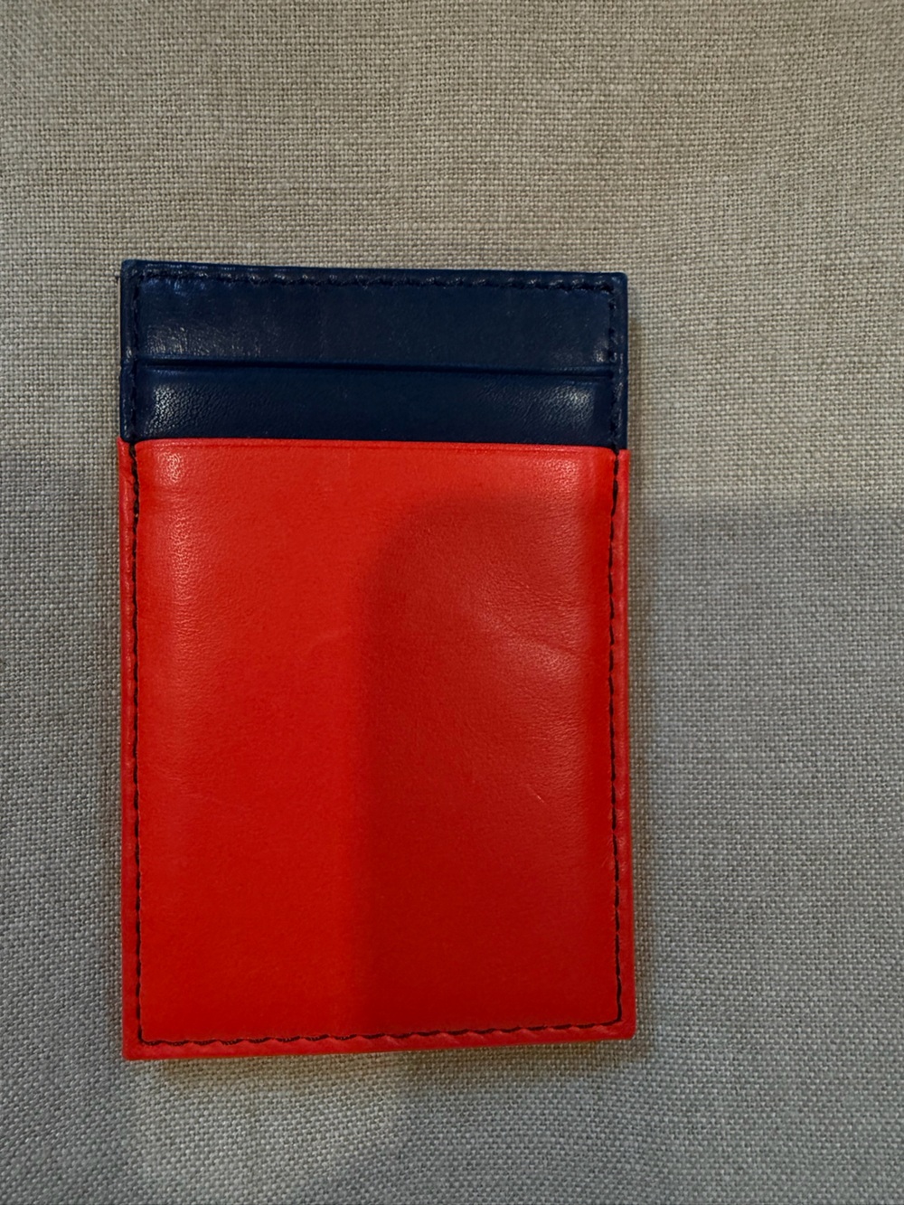 J.Crew Leather Magic Wallet Card Holder Red & Navy